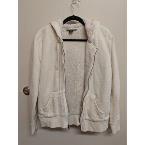 Eddie Bauer Cozy Sherpa Fleece Zip Jacket Fleece White Jacket Vintage Size Large